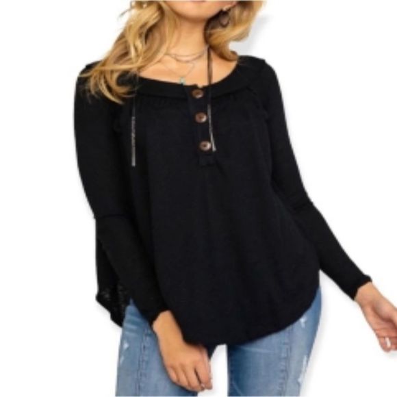 WE THE FREE Must Have Henley Waffle Knit Top - Picture 1 of 9